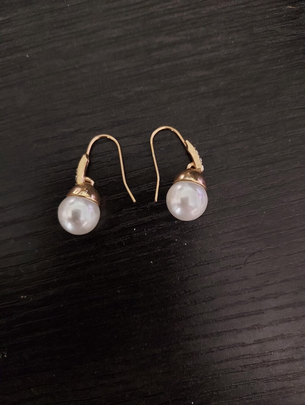 Avon Gold-Tone White Pearl Drop Earrings